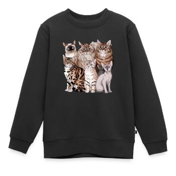 Verschiedene Katzenrassen Illustration - Kinder Premium Organic Sweatshirt - Schwarz - Vorne - AI Model Kid Female (0cm)