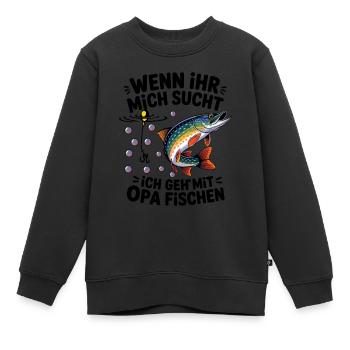 Ich gehe mit Opa angeln fischen springender Hecht - Kinder Premium Organic Sweatshirt - Schwarz - Vorne - AI Model Kid Female (0cm)