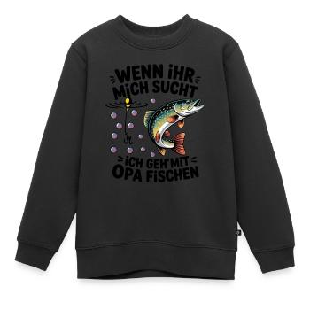 Ich gehe mit Opa angeln fischen springender Hecht - Kinder Premium Organic Sweatshirt - Schwarz - Vorne - AI Model Kid Female (0cm)