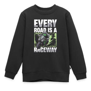 Jede Straße Ist Eine Rennstrecke Motorradfahrer - Kinder Premium Organic Sweatshirt - Schwarz - Vorne - AI Model Kid Female (0cm)