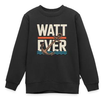 Watt Ever Anchor Humour maritime - Sweat Premium enfant bio - noir - Devant - AI Model Kid Female (0cm)