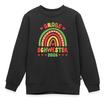Grande soeur arc-en-ciel doux frère ou sœur 2026 - Sweat Premium enfant bio - noir - Devant - AI Model Kid Female (0cm)