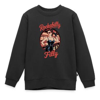 Rockabilly Filly Retro Vibes dans le restaurant - Sweat Premium enfant bio - noir - Devant - AI Model Kid Female (0cm)