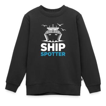 Ship Spotter Enthousiasme pour les amoureux de la mer - Sweat Premium enfant bio - noir - Devant - AI Model Kid Female (0cm)