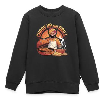 Curry Up et Grill BBQ Inde Cuisson - Sweat Premium enfant bio - noir - Devant - AI Model Kid Female (0cm)