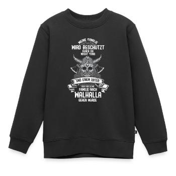 Odin Nordische Mythologie & Wikinger Walhalla - Kinder Premium Organic Sweatshirt - Schwarz - Vorne - AI Model Kid Female (0cm)