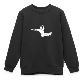 Idée cadeau L-Sit Calisthenics athlète poids corporel - Sweat Premium enfant bio - noir - Devant - AI Model Kid Female (0cm)