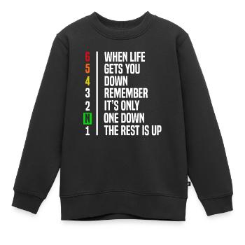 Motorradfahrer Geschenk Gangschaltung Motivation - Kinder Premium Organic Sweatshirt - Schwarz - Vorne - AI Model Kid Female (0cm)