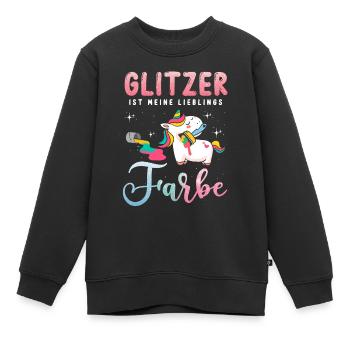 Einhorn Glitzer ist meine Lieblingsfarbe - Kinder Premium Organic Sweatshirt - Schwarz - Vorne - AI Model Kid Female (0cm)