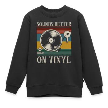 Sonne mieux sur un cadeau DJ Audiophile en vinyle - Sweat Premium enfant bio - noir - Devant - AI Model Kid Female (0cm)