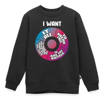 Musique rétro lyrique des années 80 - Je veux tout - Sweat Premium enfant bio - noir - Devant - AI Model Kid Female (0cm)