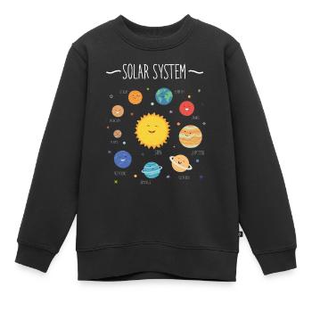 Système solaire avec toutes les planètes, orbites - Sweat Premium enfant bio - noir - Devant - AI Model Kid Female (0cm)