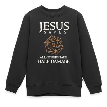 Jeu de rôle que Jésus sauve, dés RPG - Sweat Premium enfant bio - noir - Devant - AI Model Kid Female (0cm)