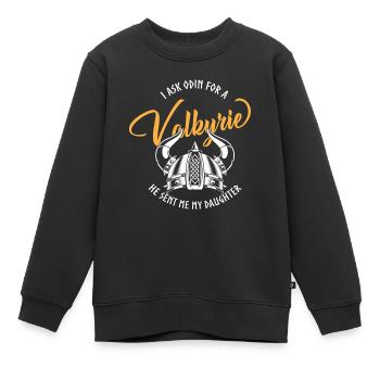 Dictons vikings, Vikings, Odin et Valkyre - Sweat Premium enfant bio - noir - Devant - AI Model Kid Female (0cm)
