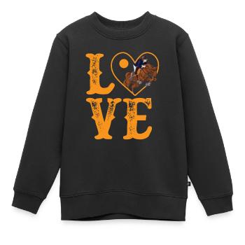 Amour des chevaux, cheval, fou de cheval - Sweat Premium enfant bio - noir - Devant - AI Model Kid Female (0cm)