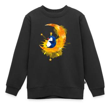 Lune dormir animal motif pingouin - Sweat Premium enfant bio - noir - Devant - AI Model Kid Female (0cm)