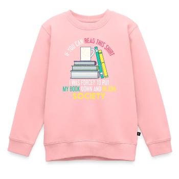 Livre Nerd société Lecture - Sweat Premium enfant bio - rose - Devant - AI Model Kid Female (0cm)