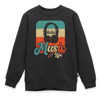 Musik ist Leben | Musiker - Kinder Premium Organic Sweatshirt - Schwarz - Vorne - AI Model Kid Female (0cm)