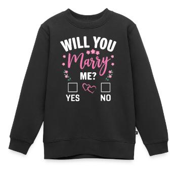 Veux-tu m’épouser ? | Demande en mariage Propose - Sweat Premium enfant bio - noir - Devant - AI Model Kid Female (0cm)