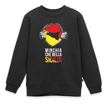 Trinacria Maglietta MINCHIA CHE BELLA Sicilia - Kinder Premium Organic Sweatshirt - Schwarz - Vorne - AI Model Kid Female (0cm)
