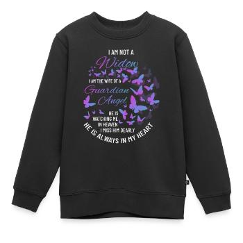 Witwe, Huband Verloren, Trauer, Guardian Angel - Kinder Premium Organic Sweatshirt - Schwarz - Vorne - AI Model Kid Female (0cm)