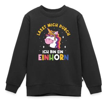 Einhorn, Lasst mich durch ich bin ein Einhorn - Kinder Premium Organic Sweatshirt - Schwarz - Vorne - AI Model Kid Female (0cm)