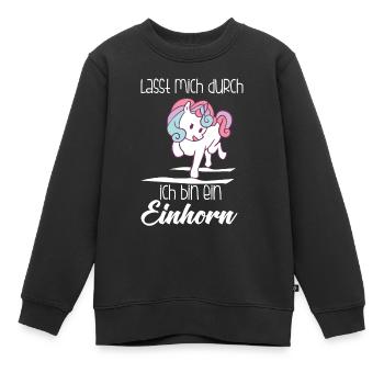 Einhorn, Lass mich durch ich bin ein Einhorn - Kinder Premium Organic Sweatshirt - Schwarz - Vorne - AI Model Kid Female (0cm)
