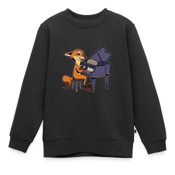 Le renard de BD joue du piano - Sweat Premium enfant bio - noir - Devant - AI Model Kid Female (0cm)