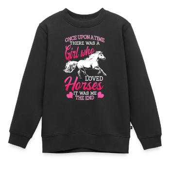 Cheval, chevaux, filles et chevaux - Sweat Premium enfant bio - noir - Devant - AI Model Kid Female (0cm)