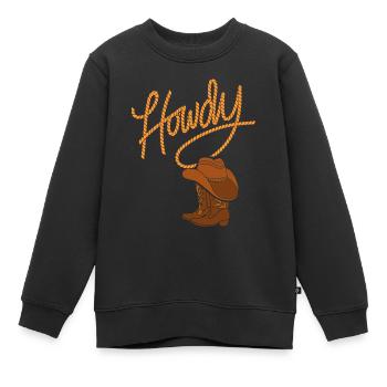 Bonjour Cowboy Western - Sweat Premium enfant bio - noir - Devant - AI Model Kid Female (0cm)