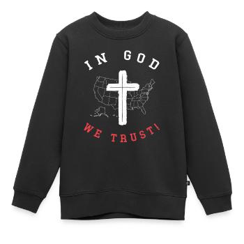 Nous avons confiance en Dieu, croyants chrétiens - Sweat Premium enfant bio - noir - Devant - AI Model Kid Female (0cm)