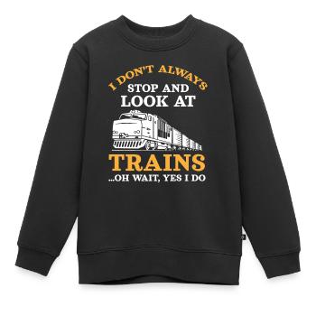 Züge, Zug, Zugliebhaber - Kinder Premium Organic Sweatshirt - Schwarz - Vorne - AI Model Kid Female (0cm)