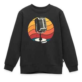 Microphone, Comédien, Comédie stand-up - Sweat Premium enfant bio - noir - Devant - AI Model Kid Female (0cm)