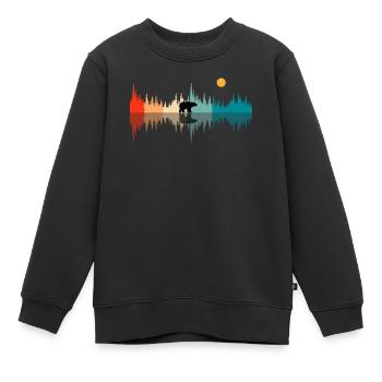 Ondes sonores nature, audiophiles - Sweat Premium enfant bio - noir - Devant - AI Model Kid Female (0cm)