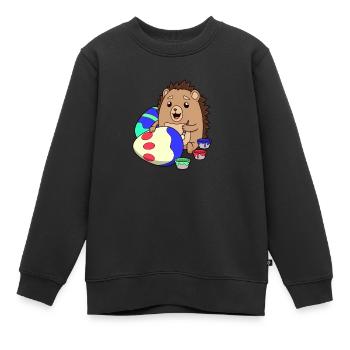 Pâques - Le hérisson doux peint les œufs de Pâques - Sweat Premium enfant bio - noir - Devant - AI Model Kid Female (0cm)
