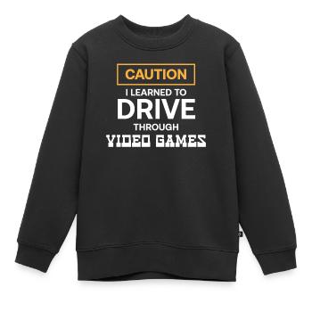 Ich Habe Das Autofahren Durch Videospiele Gelernt - Kinder Premium Organic Sweatshirt - Schwarz - Vorne - AI Model Kid Female (0cm)