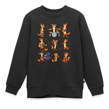 Dessin animé Fuchs Big Band - Sweat Premium enfant bio - noir - Devant - AI Model Kid Female (0cm)