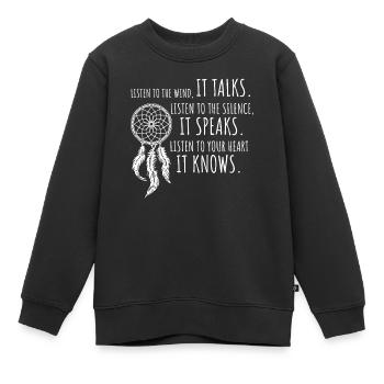 Poème de l’attrape-rêves amérindien - Sweat Premium enfant bio - noir - Devant - AI Model Kid Female (0cm)
