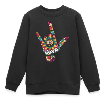 Langue des signes Asl. - Sweat Premium enfant bio - noir - Devant - AI Model Kid Female (0cm)