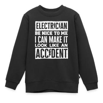 Électricien, Câbleur, Électricité - Sweat Premium enfant bio - noir - Devant - AI Model Kid Female (0cm)