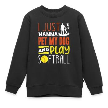 Nur Meinen Hund Streicheln Und Softball Spielen - Kinder Premium Organic Sweatshirt - Schwarz - Vorne - AI Model Kid Female (0cm)