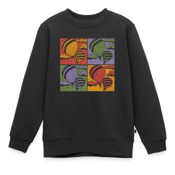 Ballon Fliegen Ballonfahrt Pop Art Heißluftballon - Kinder Premium Organic Sweatshirt - Schwarz - Vorne - AI Model Kid Female (0cm)
