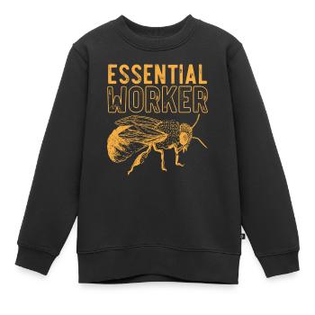 Travailleur essentiel, abeille, apiculteur, nid d’abeille - Sweat Premium enfant bio - noir - Devant - AI Model Kid Female (0cm)