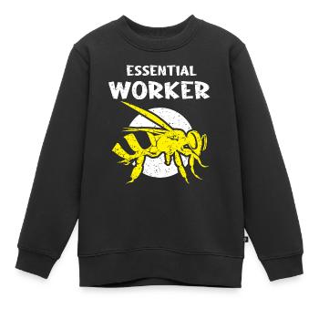 Travailleur essentiel, abeille, apiculteur, nid d’abeille - Sweat Premium enfant bio - noir - Devant - AI Model Kid Female (0cm)