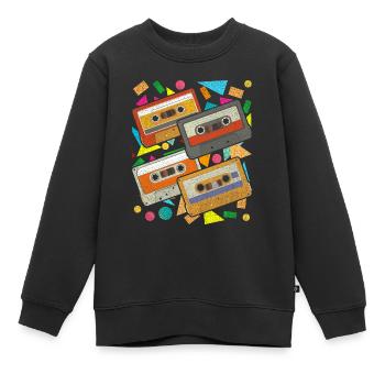 Retro 80er Jahre Geschenkidee Musik Kassette - Kinder Premium Organic Sweatshirt - Schwarz - Vorne - AI Model Kid Female (0cm)