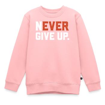 Ne jamais abandonner, citation motivante - Sweat Premium enfant bio - rose - Devant - AI Model Kid Female (0cm)