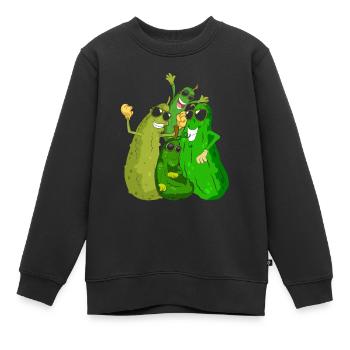 Pickle Cucumber Vegetable Gift Cucumber - Kids Premium Organic Sweatshirt - black - Front - AI Model Kid Female (0cm)