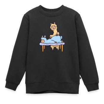 Lama massiert - Physiotherapie - Kinder Premium Organic Sweatshirt - Schwarz - Vorne - AI Model Kid Female (0cm)