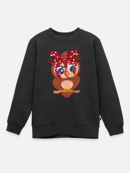 Eule - Kinder Premium Organic Sweatshirt - Schwarz