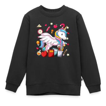 Ecole Motif Motif Ecole Ecole Débutants Licorne - Sweat Premium enfant bio - noir - Devant - AI Model Kid Female (0cm)